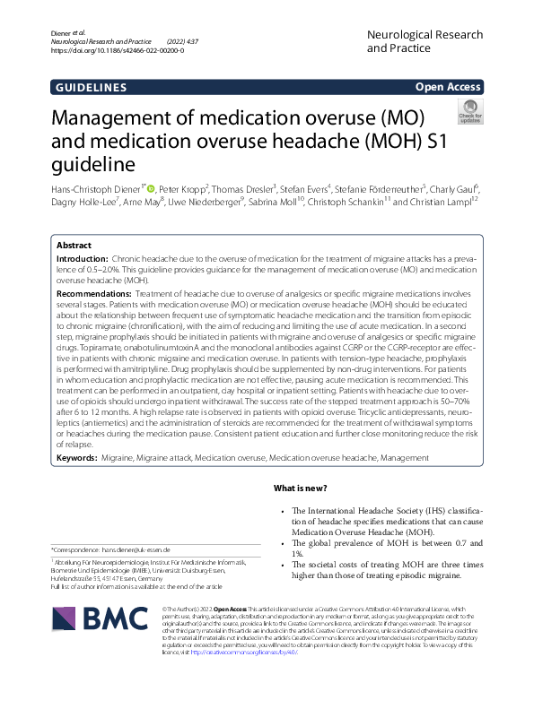 (PDF) Management of medication overuse (MO) and medication overuse ...