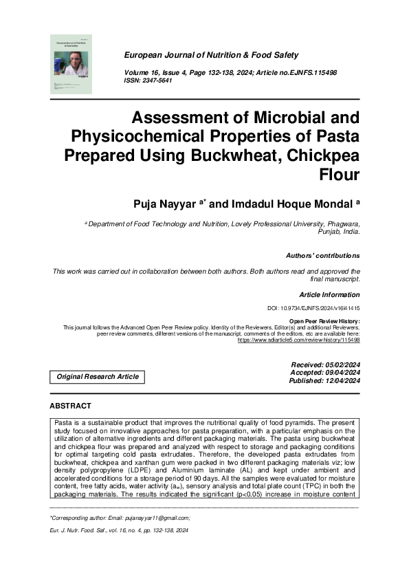 (PDF) Assessment of Microbial and Physicochemical Properties of Pasta ...