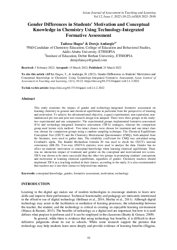 (PDF) Gender Differences in Students' Motivation and Conceptual ...