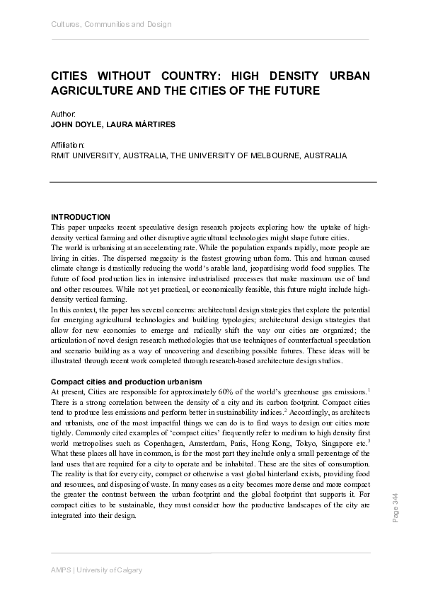 (PDF) Cities Without Country: High Density Urban Agriculture and the ...