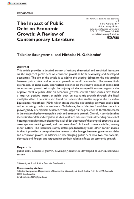 (PDF) The Impact of Public Debt on Economic Growth: A Review of ...