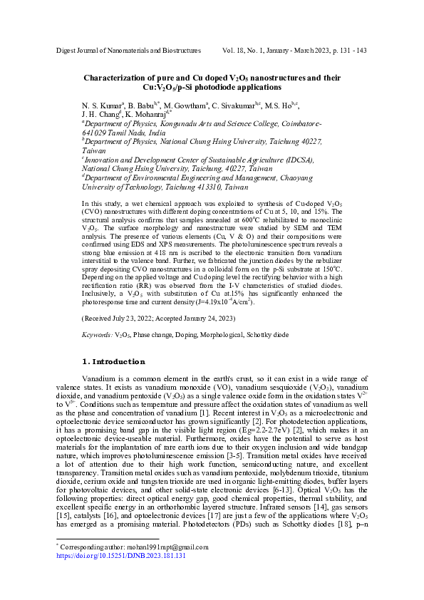 (PDF) Characterization of pure and Cu doped V2O5 nanostructures and ...