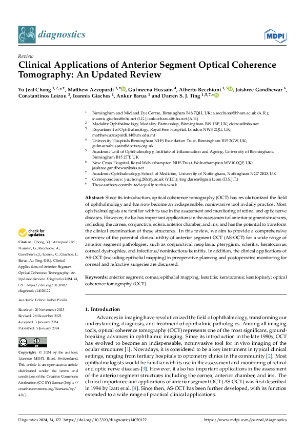 (PDF) Clinical Applications of Anterior Segment Optical Coherence ...