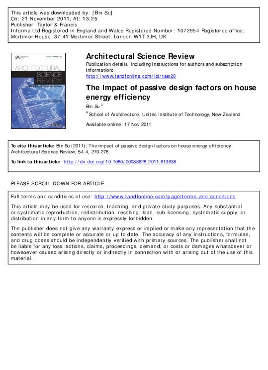 (PDF) The impact of passive design factors on house energy efficiency