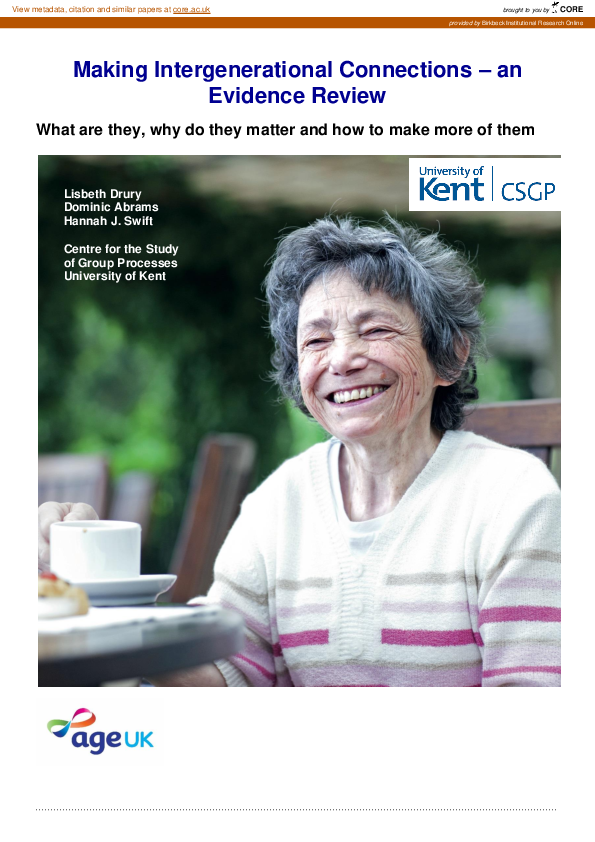 (PDF) Making intergenerational connections – an evidence review