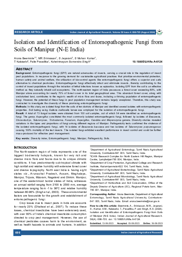 (PDF) Isolation and Identification of Entomopathogenic Fungi from Soils ...