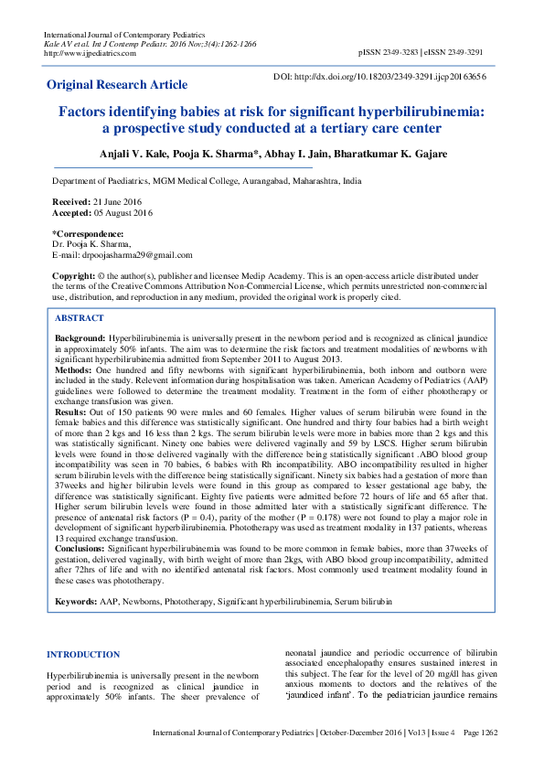 (PDF) Factors identifying babies at risk for significant ...