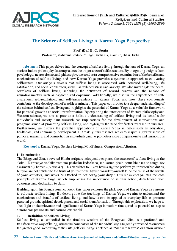 (PDF) The Science of SelflessLiving-A Karma Yoga Perspective