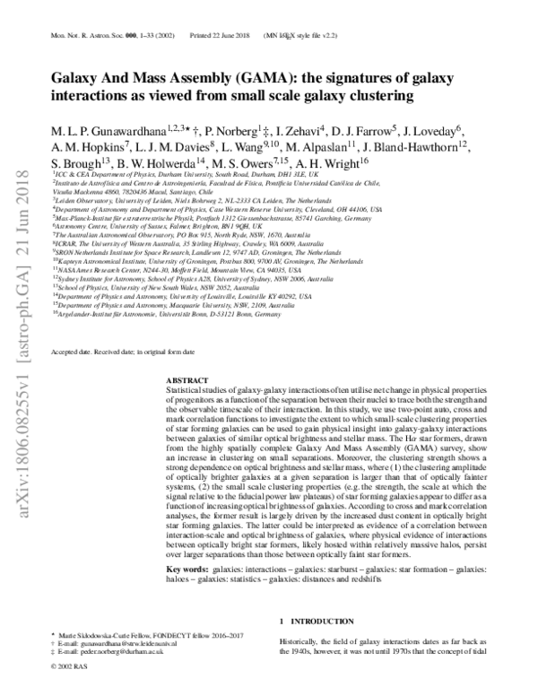 (PDF) Galaxy And Mass Assembly (GAMA): the signatures of galaxy ...