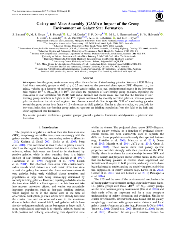 (PDF) Galaxy and Mass Assembly (GAMA): Impact of the Group Environment ...