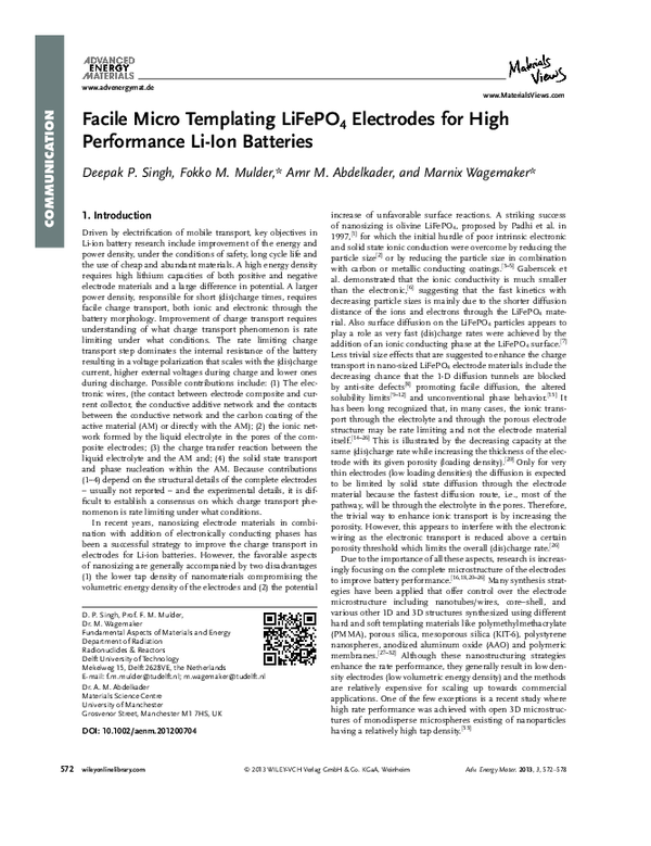 (PDF) Facile Micro Templating LiFePO4Electrodes for High Performance Li ...