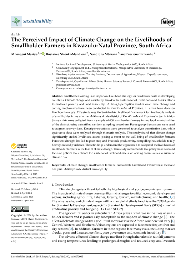 (PDF) The Perceived Impact of Climate Change on the Livelihoods of ...