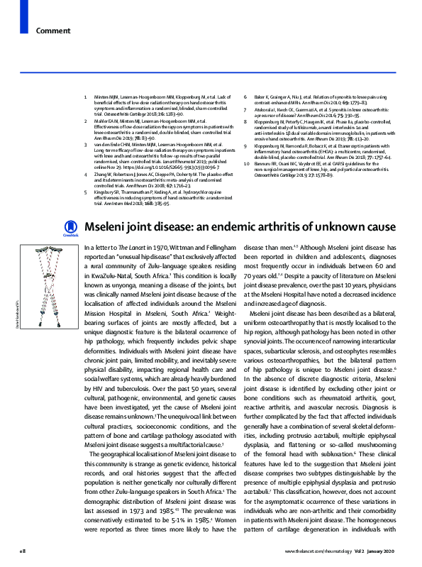 (PDF) Mseleni joint disease: an endemic arthritis of unknown cause ...