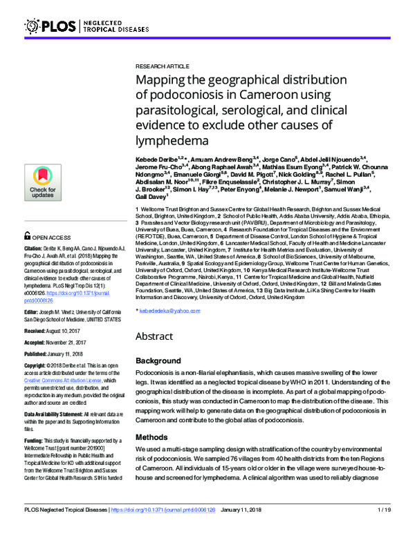 (PDF) Mapping the geographical distribution of podoconiosis in Cameroon ...