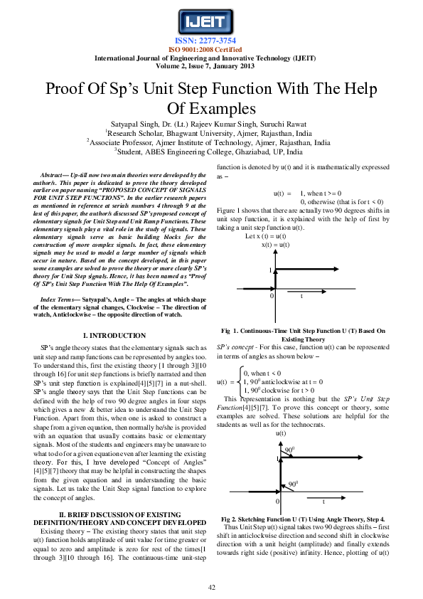 (PDF) Proof Of Sp's Unit Step Function With The Help Of Examples