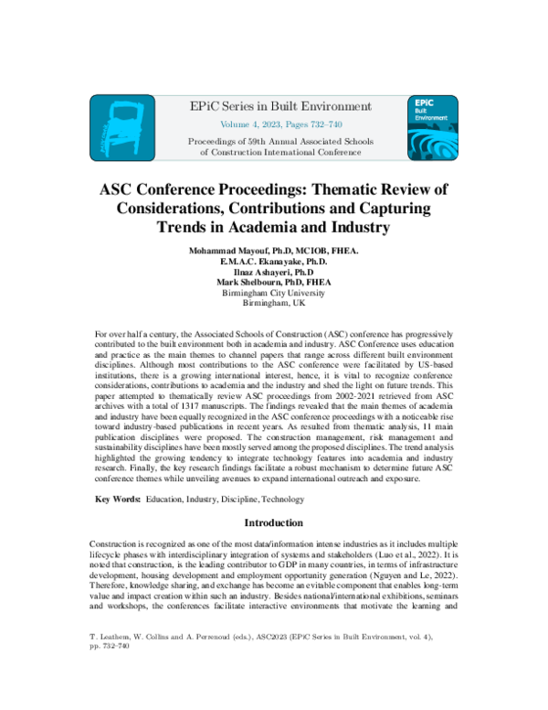 (PDF) ASC Conference Proceedings: Thematic Review of Considerations ...