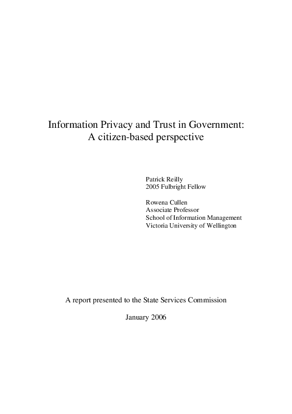(PDF) Information Privacy and Trust in Government