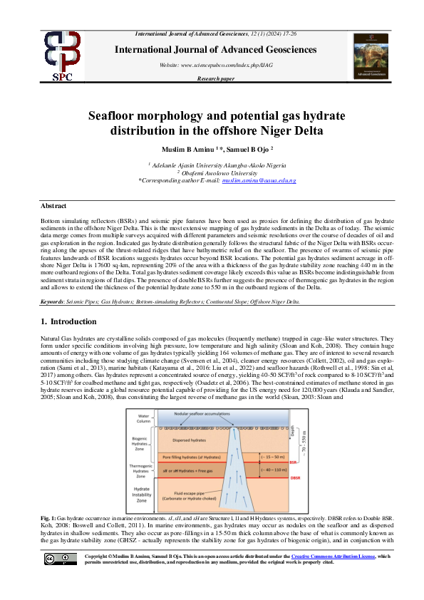 (PDF) Seafloor morphology and potential gas hydrate distribution in the ...