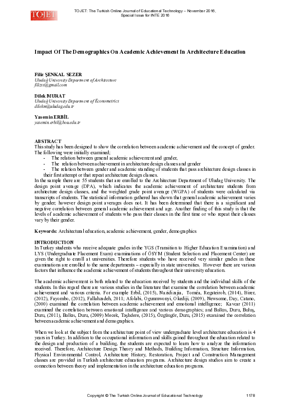 (PDF) Impact Of The Demographics On Academic Achievement In ...