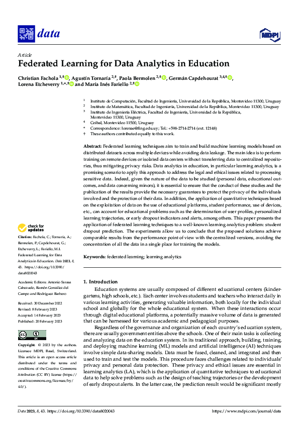 (PDF) Federated Learning for Data Analytics in Education