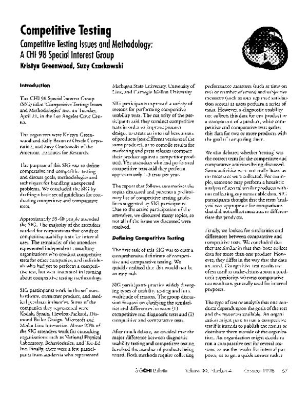 (PDF) Competitive testing issues and methodology