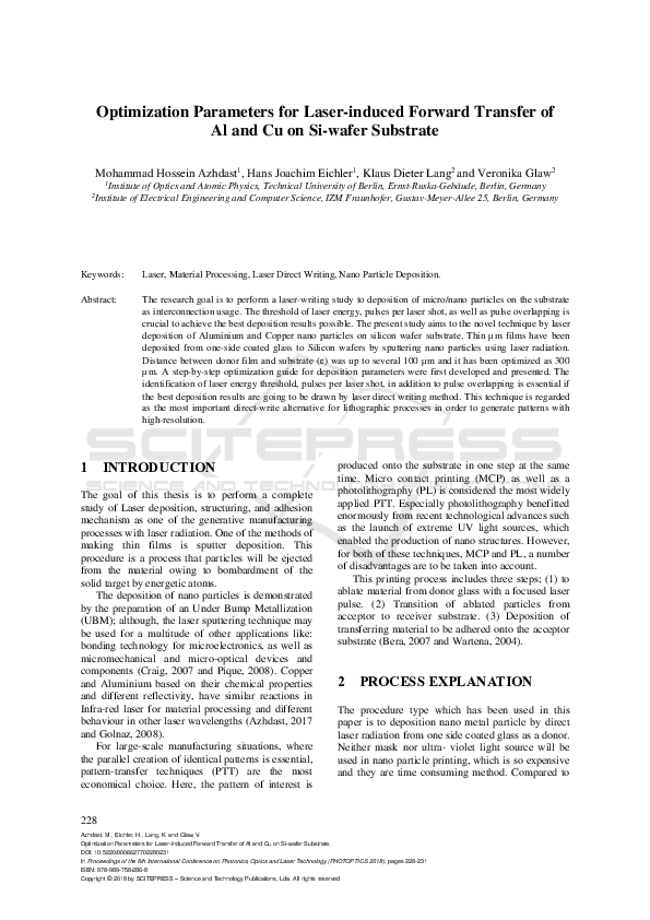 (PDF) Optimization Parameters for Laser-induced Forward Transfer of Al ...