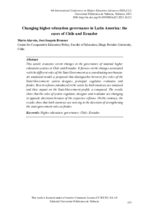 (PDF) Changing Higher Education Governance in Latin America: The Cases ...