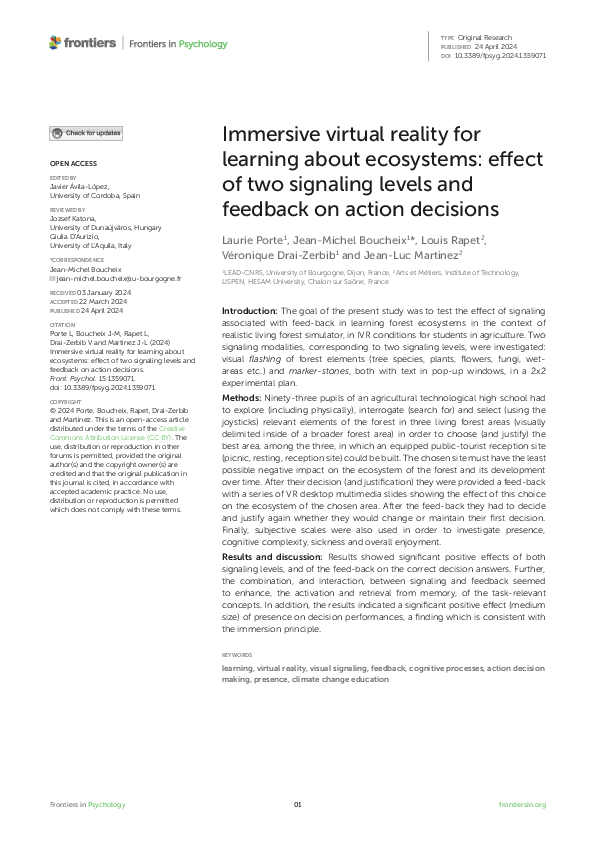 (PDF) Immersive virtual reality for learning about ecosystems: effect ...