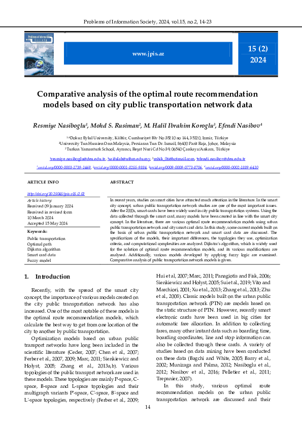 (PDF) Comparative analysis of the optimal route recommendation models ...