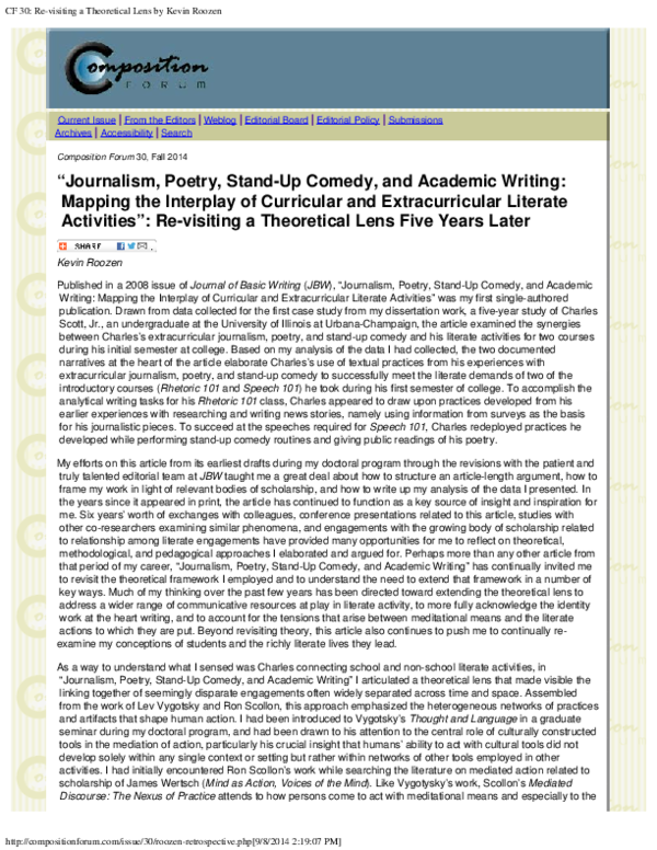(PDF) Journalism, Poetry, Stand-Up Comedy, and Academic Writing ...