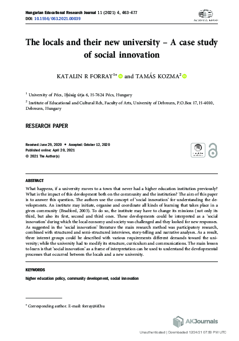 (PDF) The locals and their new university – A case study of social ...