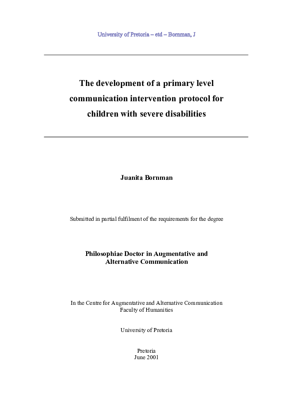 (PDF) The development of a primary level communication intervention ...