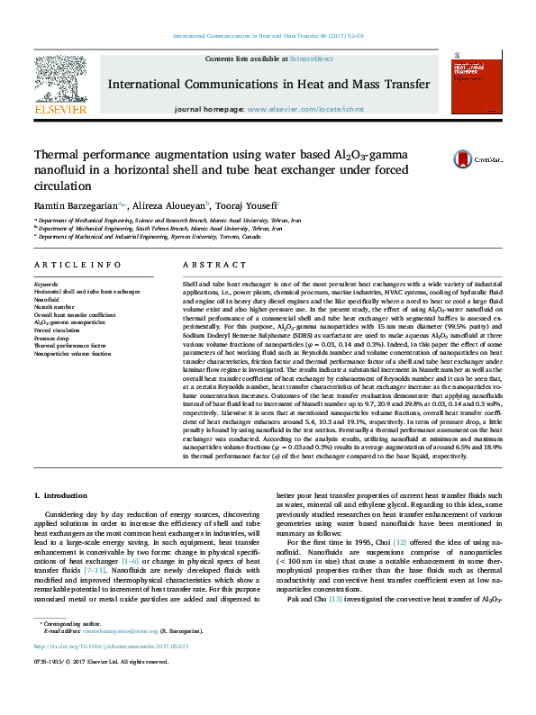 (PDF) Thermal performance augmentation using water based Al 2 O 3 ...