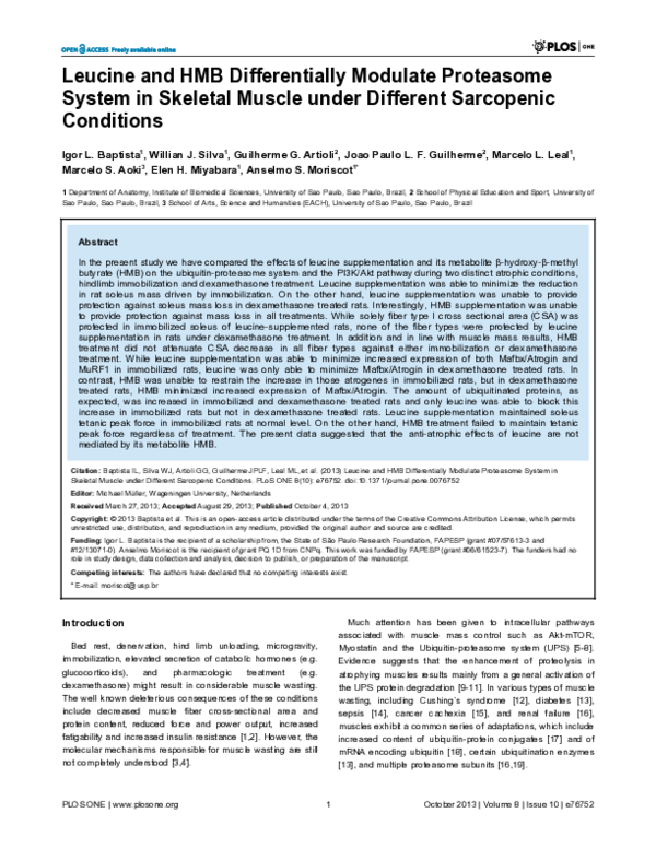 (PDF) Leucine and HMB Differentially Modulate Proteasome System in ...