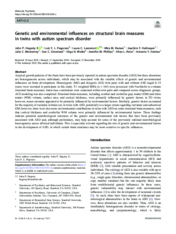 (PDF) Genetic and environmental influences on structural variability of ...