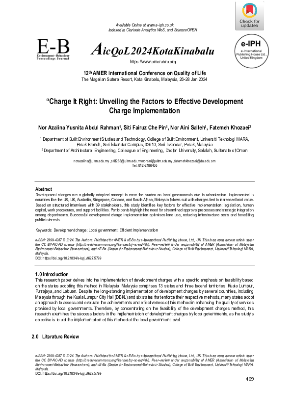 (PDF) Charge It Right: Unveiling the Factors to Effective Development ...