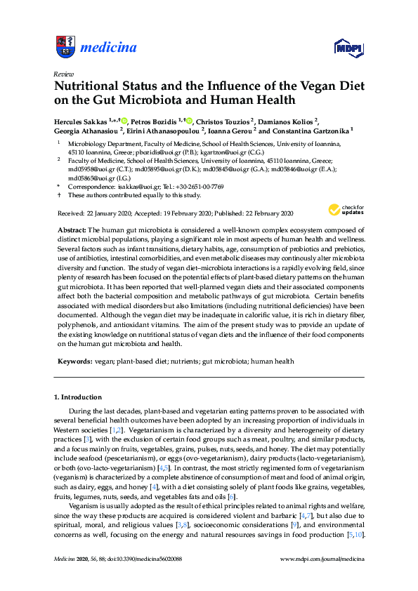 (PDF) Nutritional Status and the Influence of the Vegan Diet on the Gut ...