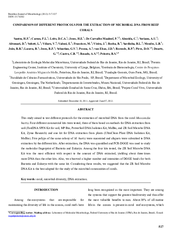 (PDF) Comparison of different protocols for the extraction of microbial ...