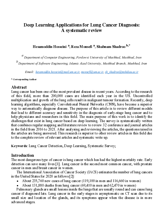 (PDF) Deep learning applications for lung cancer diagnosis: A ...