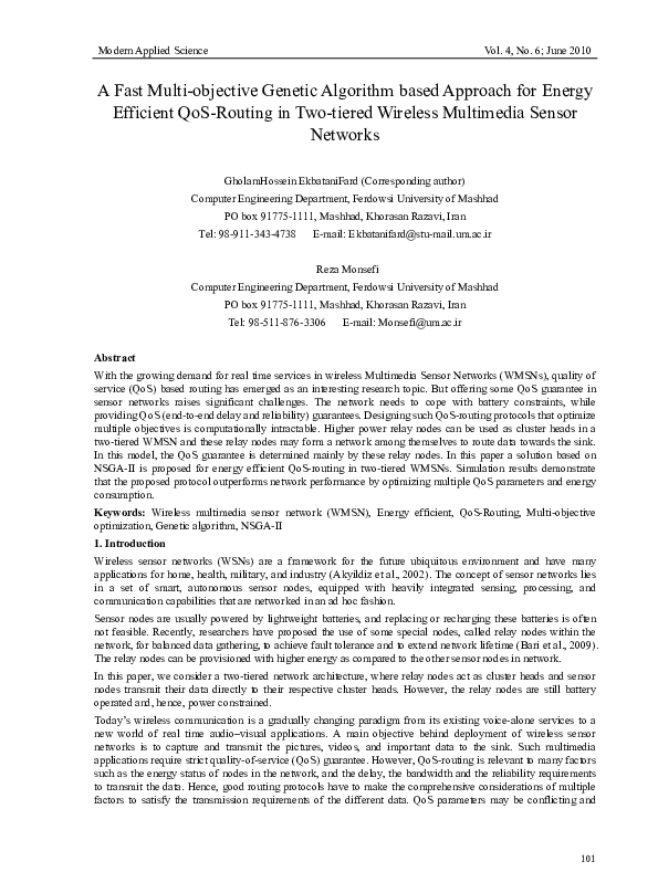 (PDF) A Fast Multi-objective Genetic Algorithm based Approach for ...