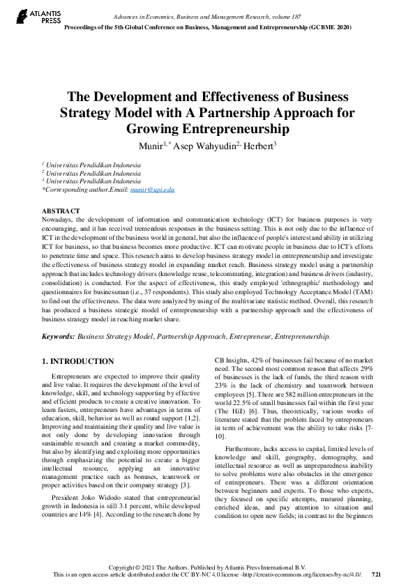(PDF) The Development and Effectiveness of Business Strategy Model with ...