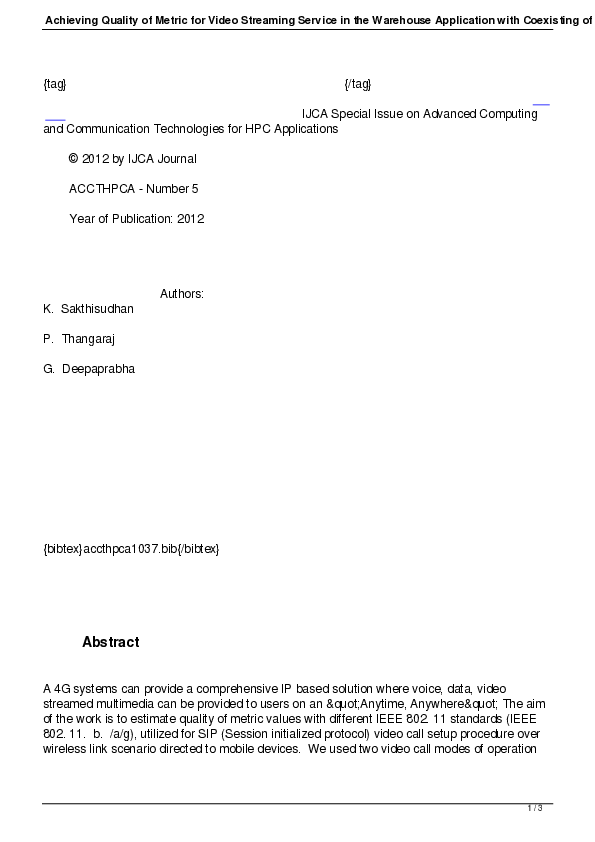 (PDF) Achieving Quality of Metric for Video Streaming Service in the ...