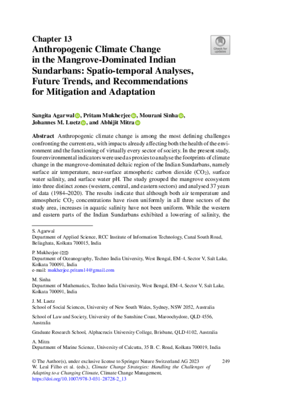 (PDF) Footprint of climate change in Indian Sundarbans with mitigation