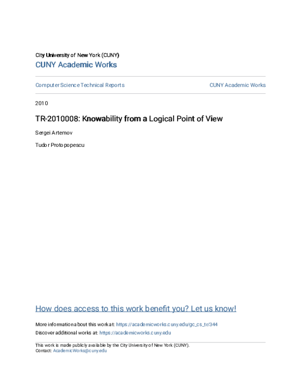 (PDF) TR-2010008: Knowability from a Logical Point of View