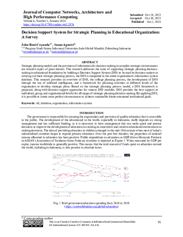 (PDF) Decision Support System for Strategic Planning in Educational ...