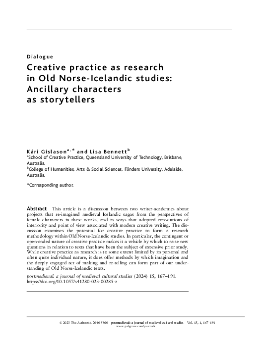 (PDF) Creative practice as research in Old Norse-Icelandic studies ...