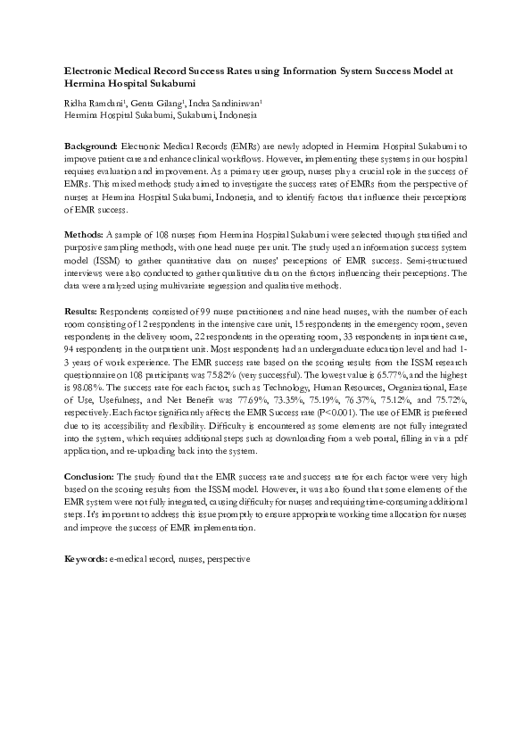 (PDF) Electronic Medical Record Success Rates using Information System ...