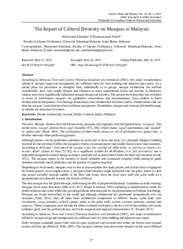 (PDF) The Impact of Cultural Diversity on Mosques in Malaysia