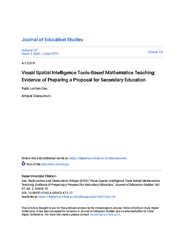 (PDF) Visual Spatial Intelligence Tools-Based Mathematics Teaching ...
