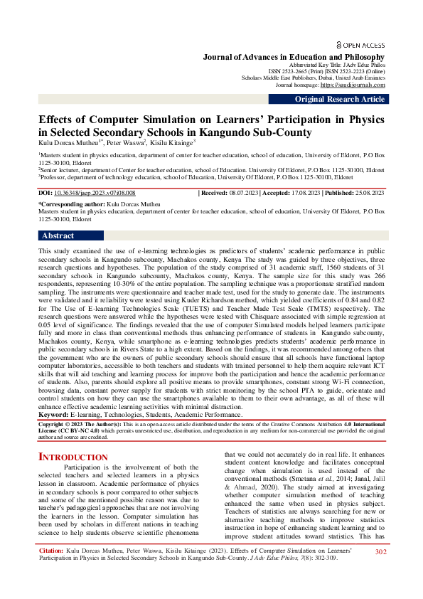 (PDF) Effects of Computer Simulation on Learners’ Participation in ...